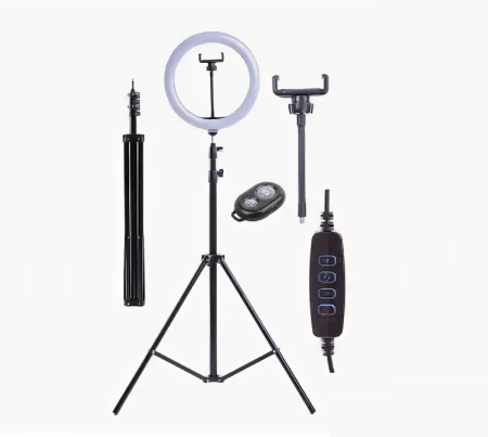 Кольцо-лампа для селфи Jmary FM-536A, с гибким кранштейном+подставка, USB, черный, зажим, пульт