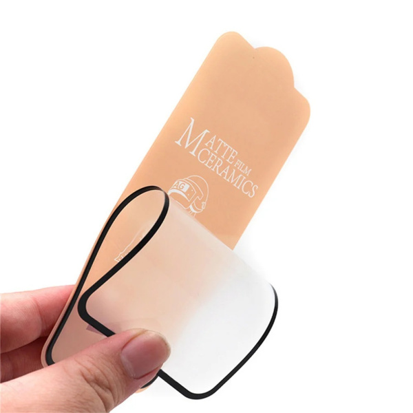 Защитная пленка Ceramics для iPhone 14 Pro Max 6.7", гибкое матовое, прозрачный+черная рамка