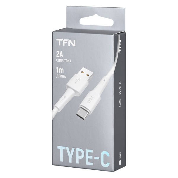 Кабель USB TYPE-C, 1.0м Цвет:белый (TFN,TFN-CUSBCUSB1MWH)