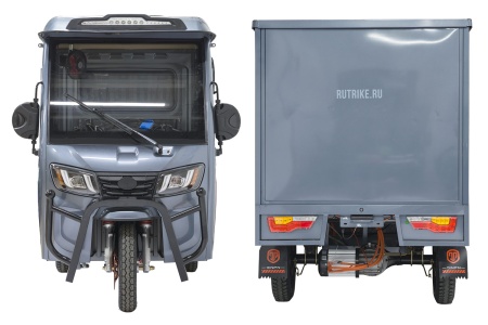 Грузовой электротрицикл Rutrike КАРГО Кабина Дуал NEXT 72V2000W (Серый) — ракурс