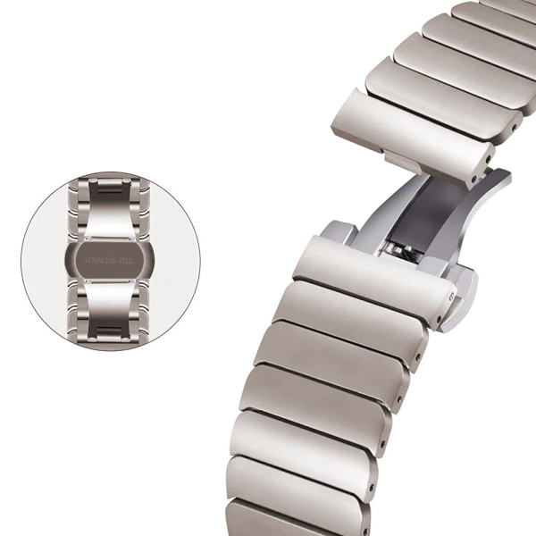 Ремешок блоковый из нержавеющей стали Steel Loop для Apple Watch 38/40/41 мм, 190мм, бабочка, серебряный