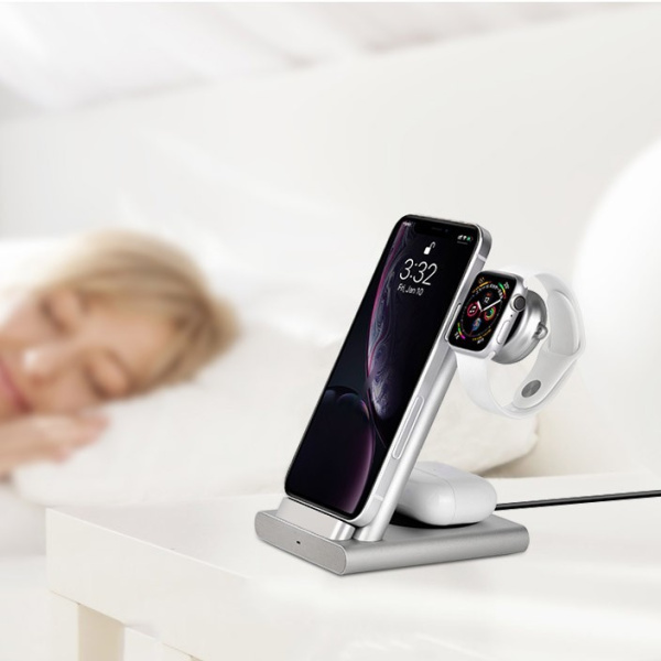 Док-станция COTEetCI Base 3 в 1 для Apple Watch / iPhone / AirPods CS5700-TS (Silver)