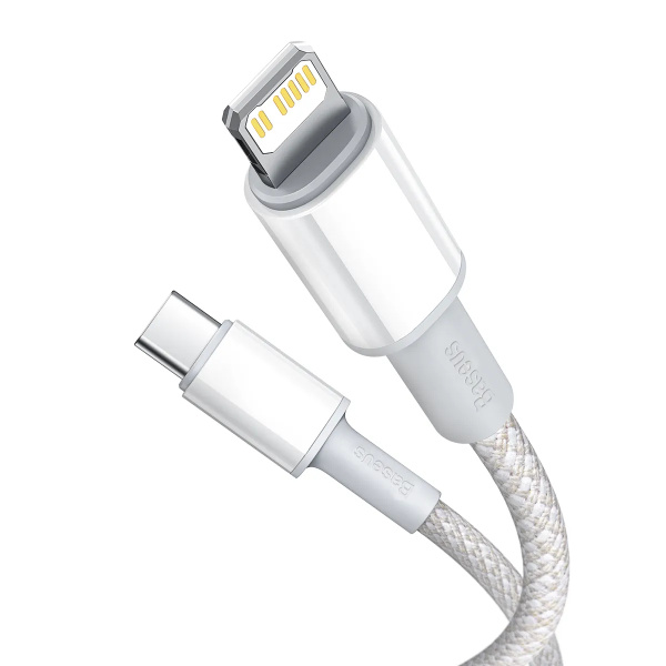 Кабель USB-C BASEUS High Density Braided, Type-C - Lightning, 20W, 2 м (CATLGD-A02) белый