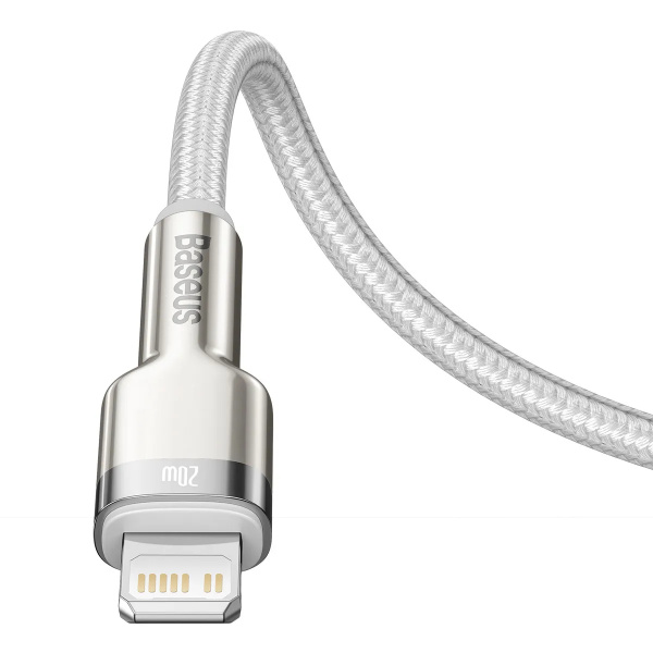Кабель USB-C BASEUS Cafule, Type-C - Lightning, 20W, 1 м (CATLJK-A02) белый