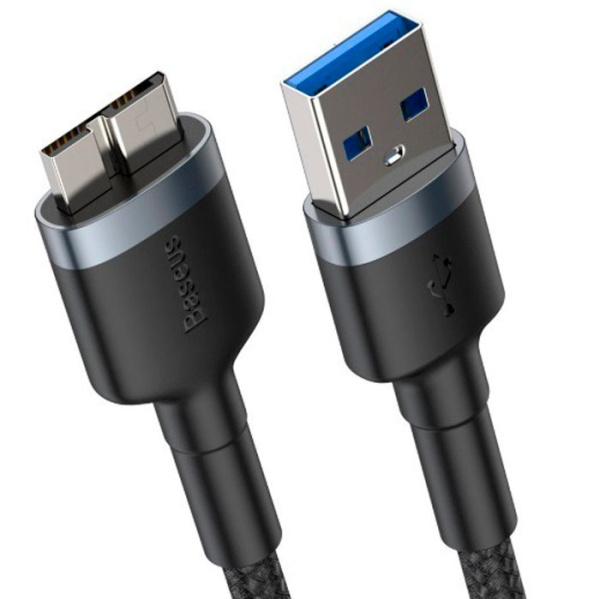 Кабель USB BASEUS Cafule cable USB3.0 Male TO Micro-B USB3.0 - Micro-B 2А 1 м (CADKLF-D0G) темно-серый