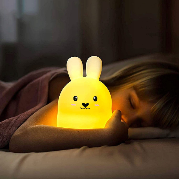 Ночник силиконовый Кролик с пультом управления Colorful Silicone Night Lamp 1200mAh