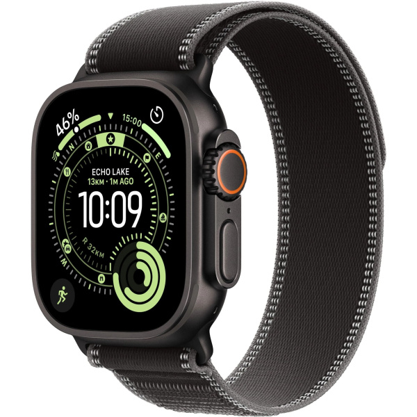 Apple Watch Ultra 3 GPS + Cellular 49mm Black Titanium Case with Black/Charcoal Trail Loop - M/L (MF1H4)