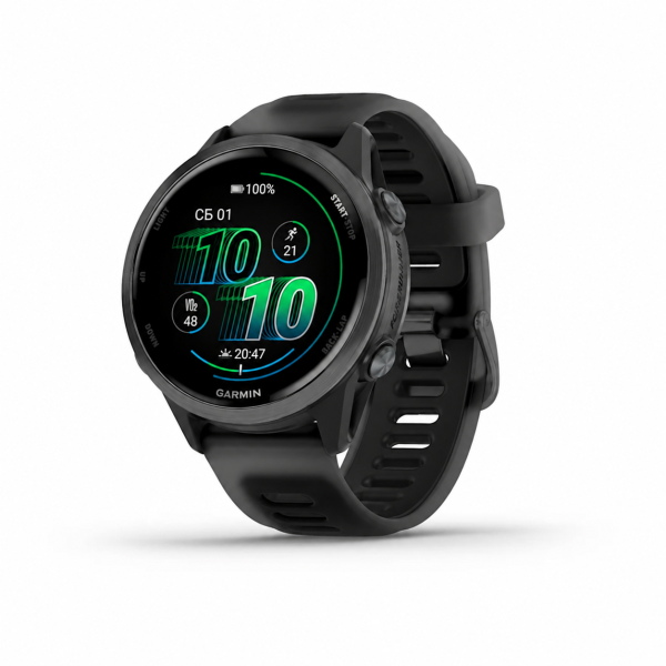 Спортивные часы Garmin Forerunner 570 42 мм, безель Slate Grey, ремешок полупрозрачный чёрный/чёрный (010-02970-00)