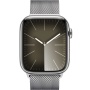 Apple Watch Series 9, 45 mm, корпус из нержавеющей стали серебристого цвета, миланский сетчатый ремешок серебристого цвета