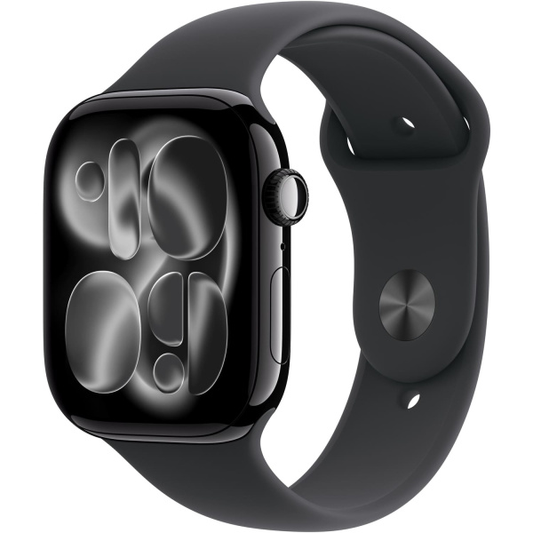 Apple Watch Series 11 GPS 46mm Jet Black Aluminium Case with Black Sport Band - S/M