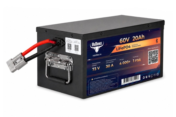 Аккумуляторная батарея литиевая Rutrike LiFePO4 (60V/20Ah/30A BT)