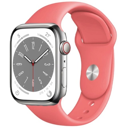 Ремешок силиконовый Sport для Apple Watch 38/40/41 мм, 225мм, на кнопке, красная камелия
