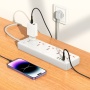 Сетевой фильтр удлинитель Hoco AC14A 5 розеток 3 USB и Type-C 2500W 1.5м Белый