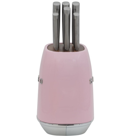 Набор ножей с подставкой SMEG (6 ножей в комплекте) Розовый