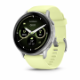 Garmin Venu 4 45 мм, серебристый, ремешок цитроновый силиконовый: основной циферблат, русская адаптация