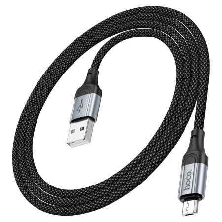 Чёрный кабель Hoco X102 Fresh USB-A — Micro-USB длиной 1 м, общий вид