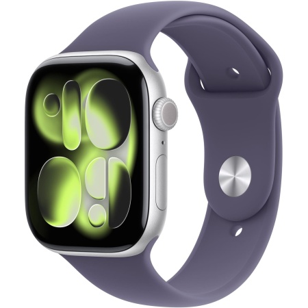 Apple Watch Series 11 GPS 46mm Silver Aluminium Case with Purple Fog Sport Band - M/L