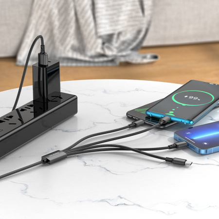 Кабель Borofone 4 in 1 BX72 1m (2x Type-C - Micro-USB - Lightning) (Black)
