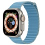 Ремешок кожаный Leather Loop для Apple Watch 42/44/45/49 мм, 225мм, на магните, лазурный