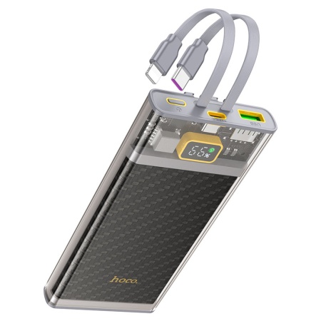 Hoco J104 серый: порты USB-A и USB-C и цифровой дисплей