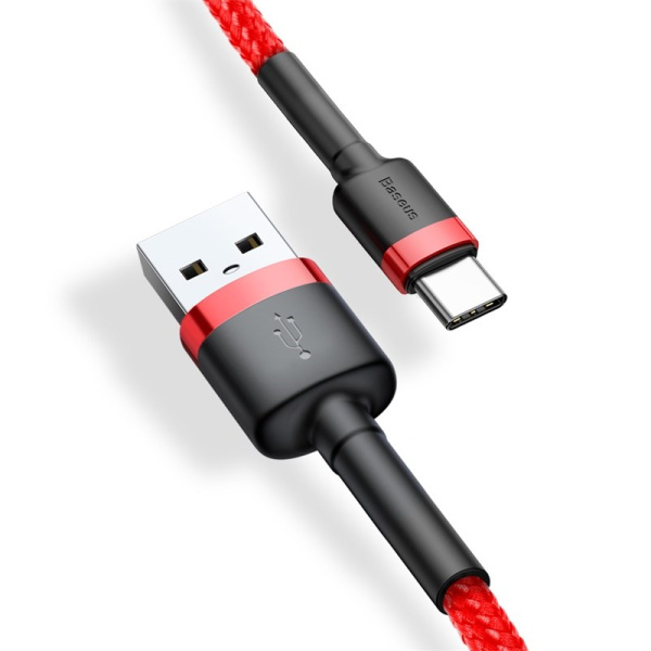 Кабель USB BASEUS Cafule USB - Type-C 3A 1м  Красный (CATKLF-B09)