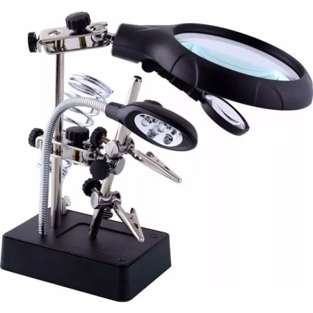Лупа светодиодная 5LED Auxiliary clip magnifier AC/DC interchangeable