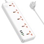 Сетевой фильтр удлинитель Hoco AC14A 5 розеток 3 USB и Type-C 2500W 1.5м Белый