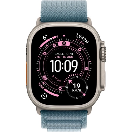 Apple Watch Ultra 3 GPS + Cellular 49mm Natural Titanium Case with Light Blue Alpine Loop - Medium (MEWM4)