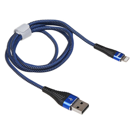 Кабель USB-A Lightning, 1.0м. Цвет:синий-черный (TFN,TFN-CFZLIGUSB1MBL)