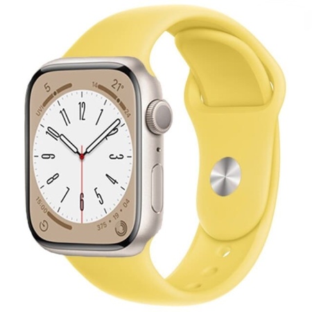 Ремешок силиконовый Sport для Apple Watch 38/40/41 мм, 225мм, на кнопке, канареечно желтый