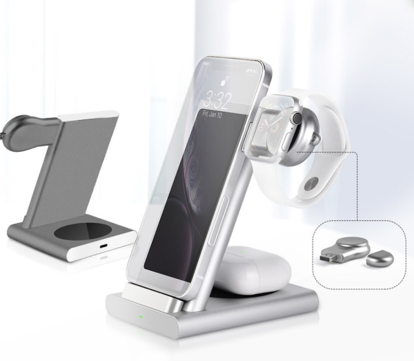 Док-станция COTEetCI Base 3 в 1 для Apple Watch / iPhone / AirPods CS5700-TS (Silver)