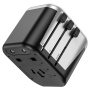 Зарядное устройство для всех стран мира Hoco AC5 Travel Companion, 2USB+1розетка, Черный+Серебристый