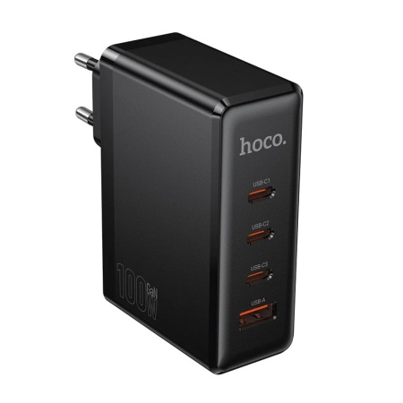 Hoco N85 Vigoroso Black EU целиком: три USB-C и один USB-A