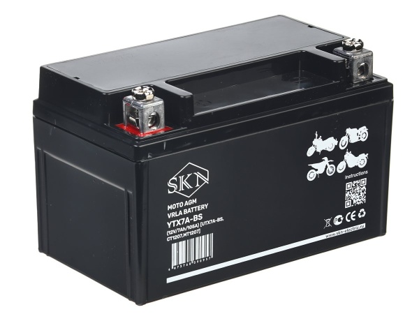 Аккумулятор стартерный для мототехники SKN YTX7A-BS (12V/7Ah/105A) [UTX7A-BS, CT 1207, MT 1207]