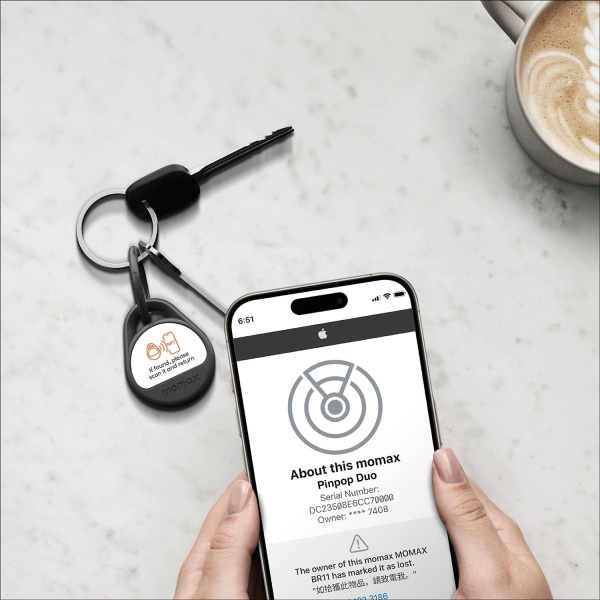 GPS Трекер MOMAX Pinpop Duo Find My locator Tracker (BR11D) Black