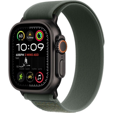 Apple Watch Ultra 2 (2024) 49mm Black Titanium Case with Green Trail Loop M/L