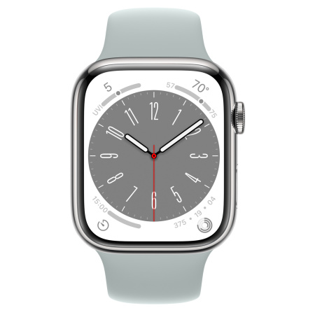 Смарт-часы Apple Watch S8, 41 mm, корпус из алюминия серебристого цвета, ремешок цвета «Succulent»