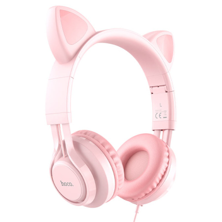 Проводные наушники Hoco W36, Cat ear (розовые)