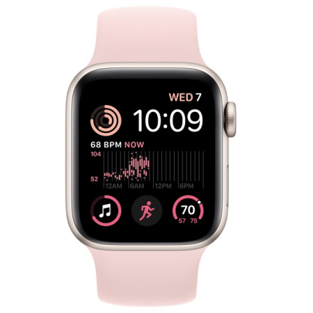 Apple Watch SE (2022), 40 мм корпус из алюминия цвета «сияющая звезда», ремешок «Chalk Pink»