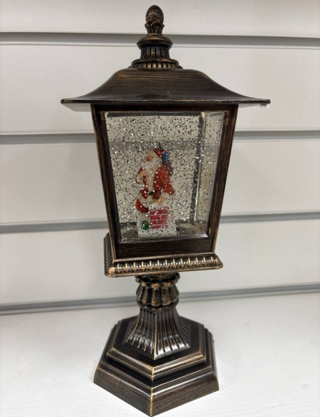 Фонарь новогодний 30см Дед Мороз и Елка