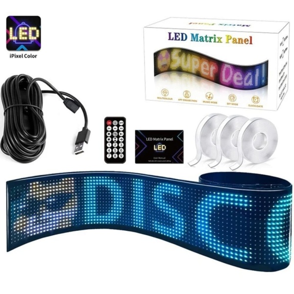 Гибкий LED-экран YM-16144LD 16×144 (133 × 19,2 см), Bluetooth