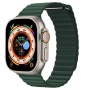 Ремешок кожаный Leather Loop для Apple Watch 42/44/45/49 мм, 225мм, на магните, темно-зеленый