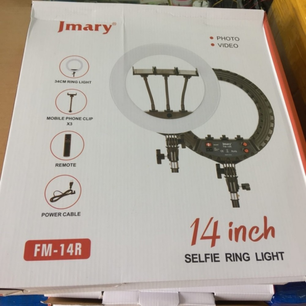 Кольцо-лампа для селфи JMARY FM-14R, 3 гибким х кронштейна+подставка, USB, черный, 3 зажим, пульт