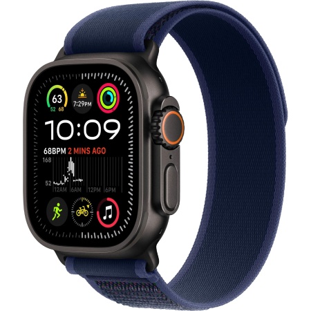 Apple Watch Ultra 2 (2024) 49mm Black Titanium Case with Blue Trail Loop S/M