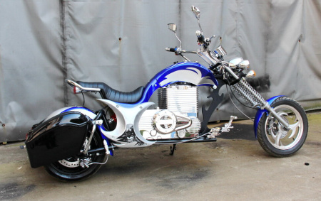 Электромотоцикл GreenCamel Chopper C200, 72V 3000W R15 синий