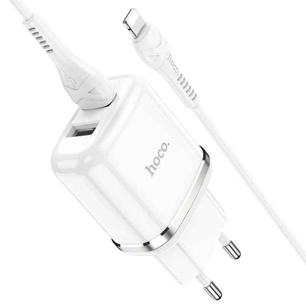 Зарядное устройство HOCO N4 Aspiring 2*USB + Кабель USB-Lightning (Белый)