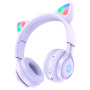 Беспроводные наушники HOCO W39 Cat ear, Bluetooth 5.3, TF, AUX, 400 мАч (Пурпурный)