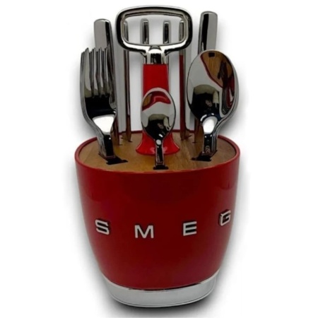 Подставка для столовых приборов SMEG (6 комплектов приборов в комплекте) Красный