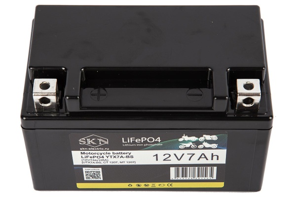 Аккумулятор для мототехники SKN LiFePO4 YTX7A-BS (12V/7Ah/105A) [UTX7A-BS, CT 1207, MT 1207]