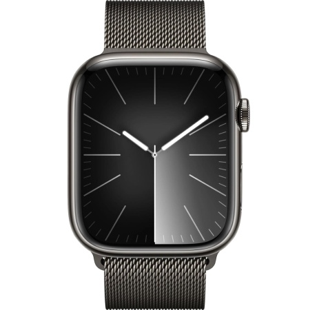 Apple Watch Series 9, 41 mm, корпус из нержавеющей стали цвета «графит», миланский сетчатый ремешок цвета «графит»